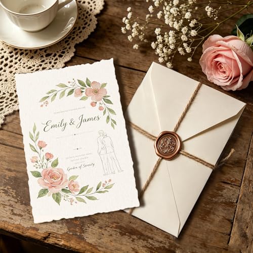 50 Sheets Deckled Edge Handmade Paper, 4” x 6” Rough Textured Watercolor Paper, 160 GSM, White, Cotton, Ideal for Wedding Birthday Invitations Greeting Cards DIY Crafts - color: 50 Sheets