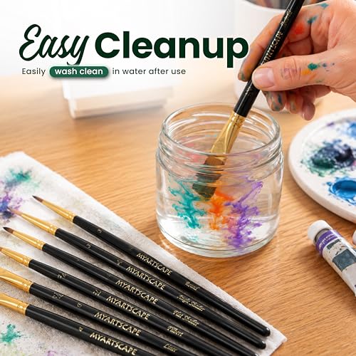 Travel Paint Brush Set - 7 Taklon Brushes with Case | Travel paint brushes with Taklon bristles for watercolor acrylic gouache oil and plein air painting - size: Pocket Paint Brushes 002