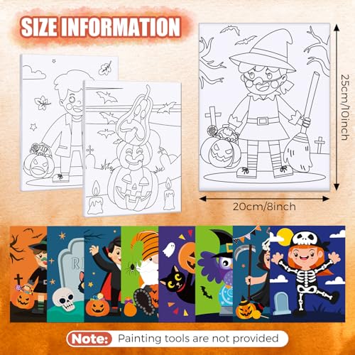 Sherr 20 Pcs Halloween Pre Drawn Canvas for Adults Pumpkin Outline Pre Drawn Stretched Cotton Canvas to Paint Party Set, 8 x 10'' - style: Halloween