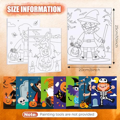 Sherr 20 Pcs Halloween Pre Drawn Canvas for Adults Pumpkin Outline Pre Drawn Stretched Cotton Canvas to Paint Party Set, 8 x 10'' - style: Halloween