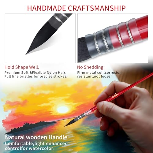 Professional Watercolor Synthetic Squirrel Hair Paint Brushes, Mop Paintbrushes, Art Supplies for Art Painting, Gouache, Fine Detailing, Acrylic, Aquarelle & Oil Painting（11pcs - size: 11 Pcs (Mixed)