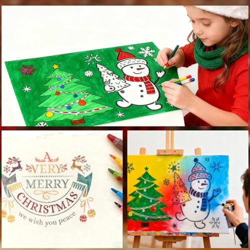 12 Pcs Christmas Snowman Tree Deer Stencils for Painting Stencil Template Merry Christmas Reusable Furniture Cake Decorative Stencils Borders for DIY Wood Craft Canvas Fabric - style: Christmas Theme
