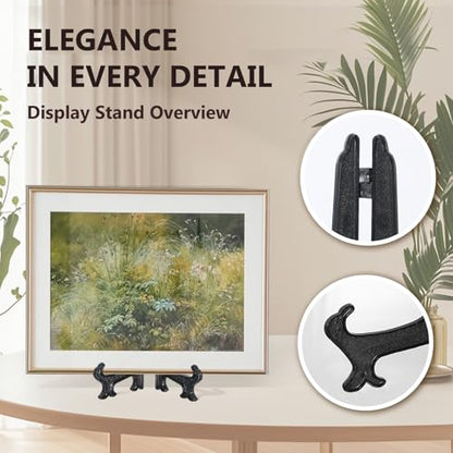 Artliving 10 Inch Black 6pcs/Set Plastic Easels Plate Display Stands Picture Frame Stand Holder - color: Black, size: 10 inch (6 pack)