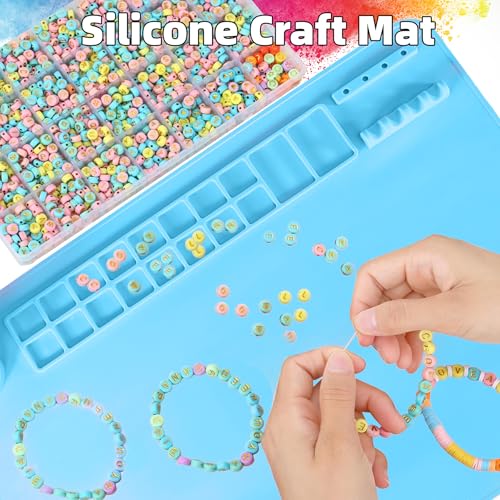 Silicone Painting Mat, 20"X16" Craft Mat,Large Art Mat Clay Mats | Paintbrush Holder, Nonslip Color Dividers Silicone Mats with Built in Cup for Painting, Table, Resin and DIY Blue - color: Blue