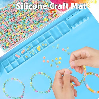 Silicone Painting Mat, 20"X16" Craft Mat,Large Art Mat Clay Mats | Paintbrush Holder, Nonslip Color Dividers Silicone Mats with Built in Cup for Painting, Table, Resin and DIY Blue - color: Blue