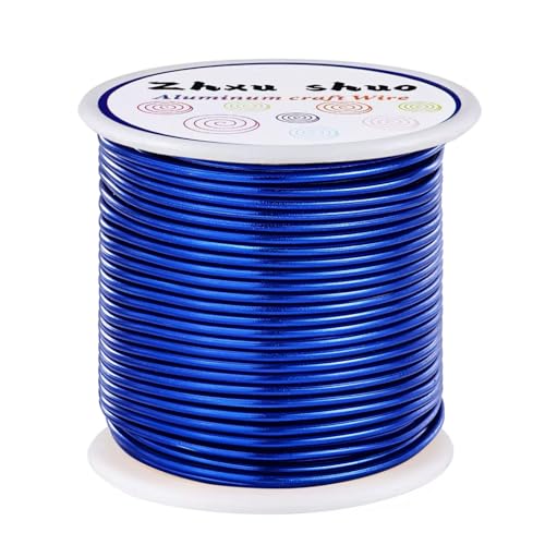 12 Gauge(2mm) Aluminum Wire 35 Yards Anodized Metal Wire for Bonsai Armature Crafting Sculpting Jewelry Craft Making Beading Floral (Blue, 12 Gauge) - color: Blue
