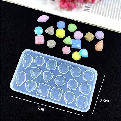 KuuGuu 4 PCS Gemstone Silicone Mold Clear Resin Molds Jewelry Casting Molds for Making DIY Crafting, Earring, Pendant, Studs Jewelry Epoxy Crafting Projects