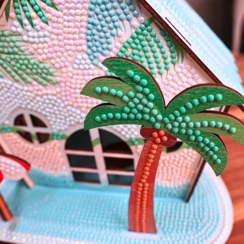 3D Diamond Painting Cabin Kit – DIY Full Drill Miniature House Craft with Rhinestones, Decorative Building Set for Adults & Teens (Beach House Cabin) - style: Beach House Cabin