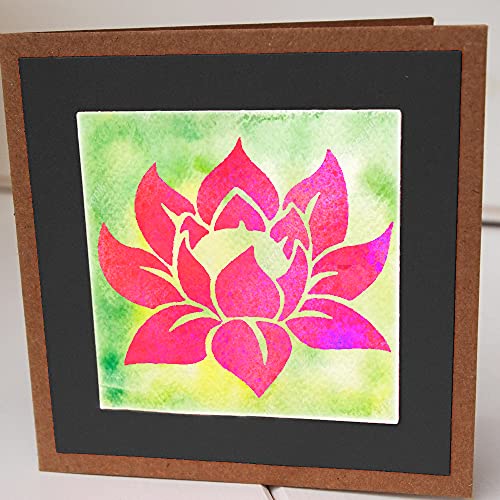 DLY LIFESTYLE Lotus Stencil for Painting on Wood, Canvas, Paper, Fabric, Walls and Furniture - Lotus Flower Stencil - 6x6 Inches - Reusable DIY Art and Craft Stencils - Floral Stencil - color: Lotus 6"x6"