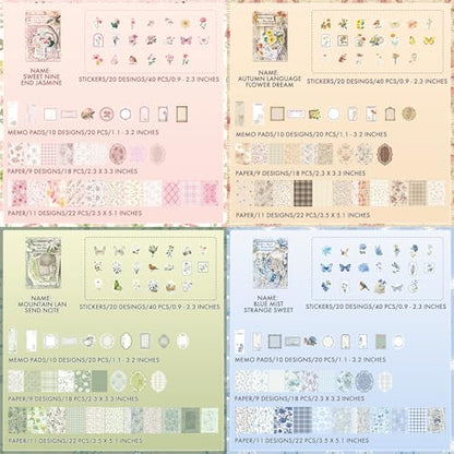 OKUPAN Scrapbook Supplies Kit – 400Pcs Scrapbook Paper & Journal Stickers - color: 4 PACK