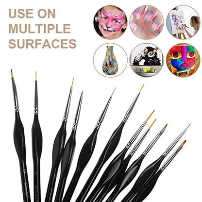 12-Piece Detail Brush Set with Triangular Handles - Red | Micro Fine Tip Brushes With Triangular Handles, 40k, for Model, Miniature, Art Painting and Crafts, Acrylic, Watercolor