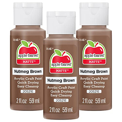 Apple Barrel Acrylic Paint, Nutmeg Brown (Pack of 3) 2 oz, 20521EA- (Pack of 3) - color: Nutmeg Brown, size: 2 Fl Oz (Pack of 3)