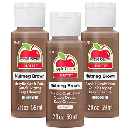 Apple Barrel Acrylic Paint, Nutmeg Brown (Pack of 3) 2 oz, 20521EA- (Pack of 3) - color: Nutmeg Brown, size: 2 Fl Oz (Pack of 3)