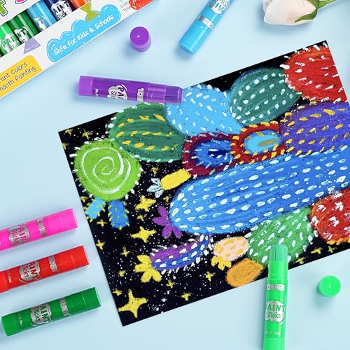 Tempera Paint Sticks for Kids & Artists,72 Pack 12 Vibrant Color | Non-Toxic,Quick Drying,Rainbow Colors,Washable Solid Paint Crayons,Ideal for Kids School Classroom Art Projects & DIY Crafts