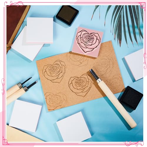 Frienda 24 Pcs 2" x 2" Rubber Carving Blocks Linoleum Blocks for Printmaking, Stamp Making, DIY Crafting, Scrapbook, Painting, Soft and Easy to Carve (White Pink) - color: White Pink