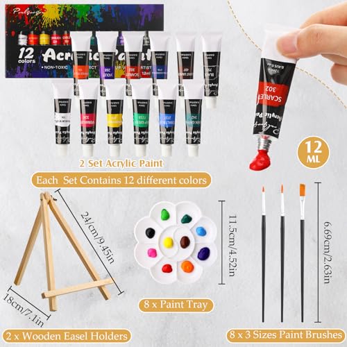Cholemy 36 Pcs Paint and Sip Kit Gift for Adults 8''x10'',Couple | Pre Drawn Canvas, Painting DIY Afro Acrylic Painting Kit, Wood Easel Brushes, Date Night Bulk, Summer Halloween Party - style: Couple