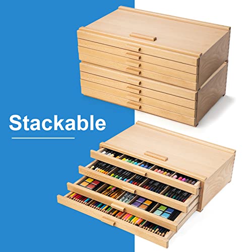 Falling in Art Wooden Pastel Storage Box With 4 Removable Drawers - size: 4-Drawer