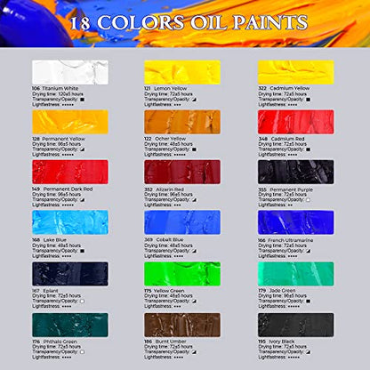 Paul Rubens Artist Oil Paint,18 Vibrant Colors with Great Lastfastness, 60ml Large Capacity Tubes, Oil Paint Set Supplies for Artists, Students, Beginners | 60 ml Large Capacity Tubes, Oil Paint Set Supplies for Artists, Students, Beginners - color: 18 ar