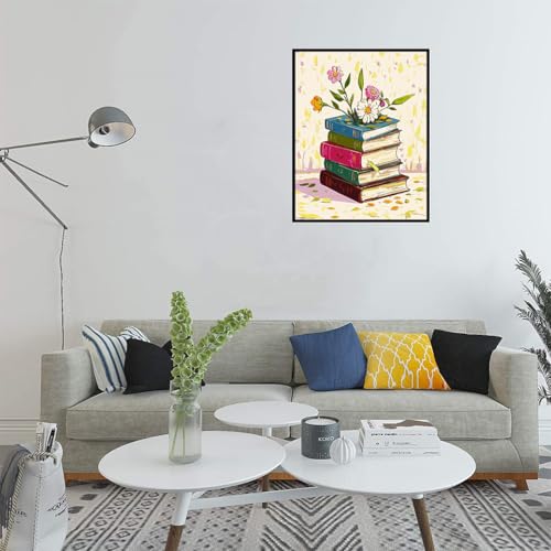 ACIOPPL Book Paint by Numbers for Adults Beginner Flowers Easy Paint by Number Kits on Canvas Floral Book Theme Oil Painting Canvas Acrylic DIY Oil Painting Set for Gift Home Wall Decor 16 x 20 Inch