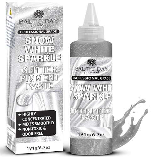 Snow White Sparkle Epoxy Pigment Paste XL (6.7oz/191g) – Ultra-Concentrated Opaque White Resin Colorant with Diamond Glitter Shine | High-Coverage Dye for Epoxy Resin Art, Jewelry & River Tables - color: Snow White Sparkle XL