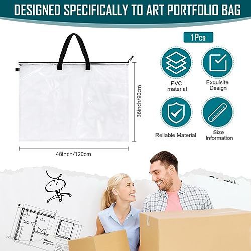 Tenceur 1 Pc 36 x 48 Inch Art Portfolio Case Large Art Portfolio Bag Folder Poster Storage Bag with Handle for Bulletin Board (Black) - color: Black