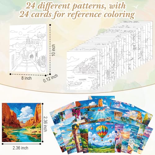 Sherr 24 Pcs Pre Drawn Canvas for Painting Adult Pre Printed Canvas Bulk Sip and Paint Kit Stretched Panels Paint Set for Theme Valentine Painting Night Party Favor (Beach,Scenery,8 x 10 Inch) - size: 8 x 10 Inch, style: Beach,Scenery