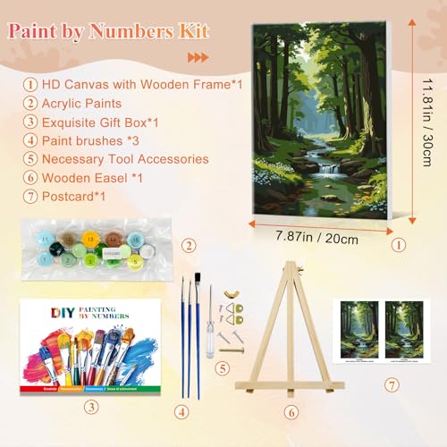 JOOZ DIY Landscape Paint by Numbers Kit for Adults with Frame, 8x12 Inch - color: Forest 085