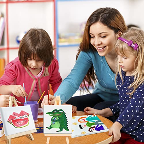 ESRICH Mini Stretched Canvas 10 Pack 5x5inch, 2/5''Profile Art Primed Canvases for Painting, Cotton Small Professional Stretched Canvas for Kids and Art Supplies, for Acrylics, Oils. - style: 10 Packs Stretched Canvas - 5*5in