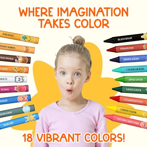 TinyGeeks Jumbo Crayons (18 Colors) – Non-Toxic, Washable Crayons for Toddlers and Kids (Ages 1-8) – Easy-to-Hold - Ideal for Travel, Art, and Learning