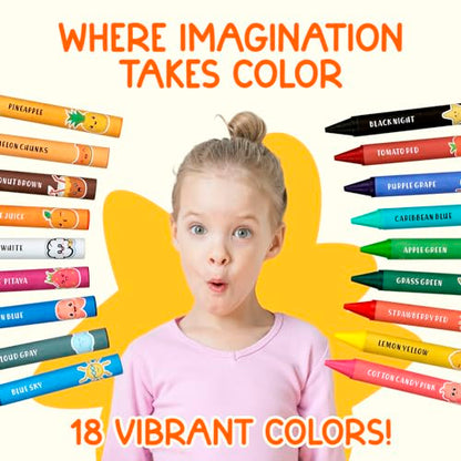 TinyGeeks Jumbo Crayons (18 Colors) – Non-Toxic, Washable Crayons for Toddlers and Kids (Ages 1-8) – Easy-to-Hold - Ideal for Travel, Art, and Learning