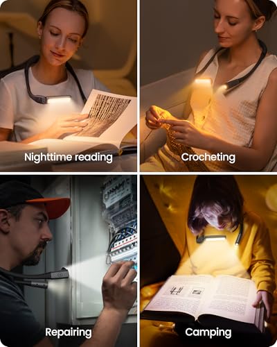 Glocusent Bendable Neck Light, 100 Hours Reading Light for Book Lover Gifts - color: Gray
