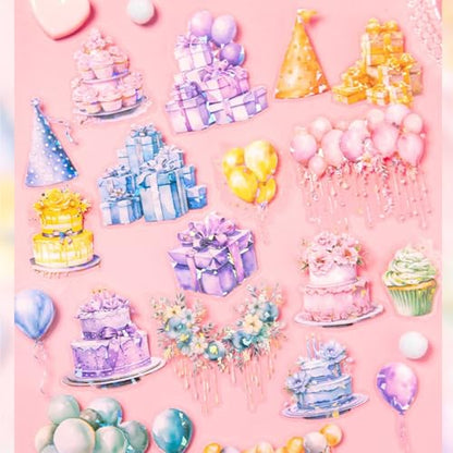 60 PCS Exquisite Fantasy Wishing Balloon Glitter Shiny PET Sticker - color: Wishing Balloon