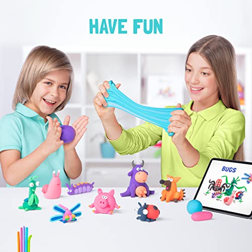 Hey Clay Animals - Claymate Rabbit - Colorful Modeling Air Dry Clay for Kids - Air Dry Clay Kit 3 Cans with Fun Interactive App - color: Rabbit