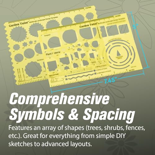 Garden Tutor Multiscale Garden & Landscape Design Templates 2 Precision-Cut Translucent Yellow Architectural & Drafting Tools for Garden, Yard & Landscape Design