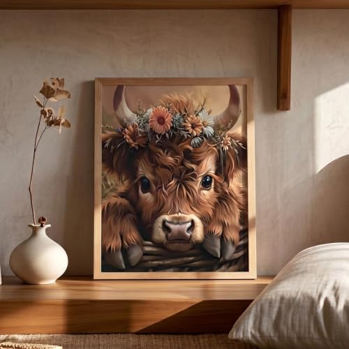 Mosaflare 5D Highland Cow Diamond Painting Kits for Adults 12x16 Inch - color: KM548-1