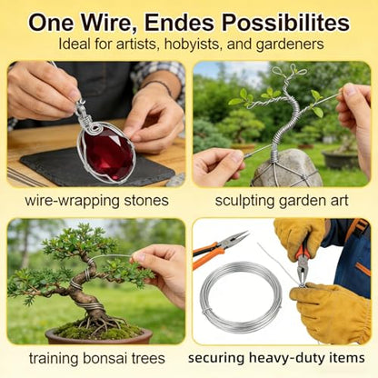 14 Gauge 304 Stainless Steel Wire 1.6mm Dia,65 Ft | Rust Proof,Light Duty For Garden Trellis,Plant Hangers,Bonsai,Sculpture,DIY Crafts,Outdoor Repair,Pliers Recommended