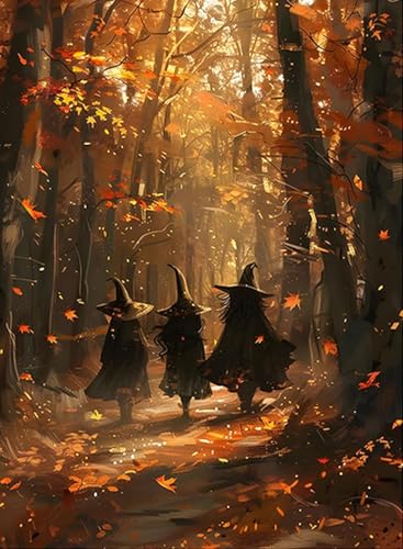 AIBOERL Paint by Numbers Kit for Adults Beginner,Fall Witch, 12X16In | DIY Paint by Number for Adults, Beginner Friendly, High-Definition Color Canvas, Stress Relief, Home Decor, Gifts, Unframed - color: YH04097
