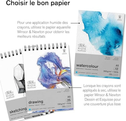 Winsor & Newton Studio Collection, Watercolour Pencil Box Set, 50 piece | Highly pigmented, Wax-Based, Can be Used Wet/Dry, Add Water & Brush to Create Painterly Effects, Break-Resistant Points. - style: 50 Piece Watercolor Pencil Box