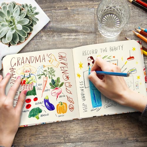 Handy Size 5 x 5 inches Sketch Book, 80GSM Acid Free Artistic Drawing Painting Writing Paper, Hardcover Cloth Cover Art Sketchbook,Journal Notebook.Beige Circus - color: 80gsm-beige circus