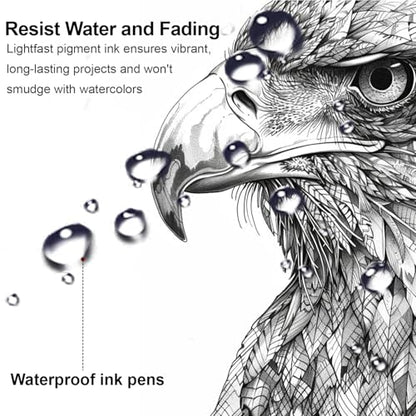 Micro Fineliner Drawing Art Pens, 12 Assorted Sizes, Waterproof Archival Ink, Art Supplies for Adults Sketching, Calligraphy, Technical Illustrators.