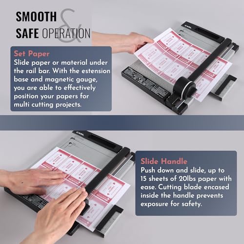CARL Professional Rotary Paper Cutter with Clear Window – 12" Trimmer with Metal Base, Magnetic Guide, Calibrated Extension – Precise Paper, Label, Photo & Craft Cutting Tool - size: 12-inch