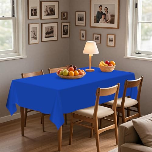 54IN X 320FT Plastic Table Cover Roll with Cutter Box, Cut to Size Plastic Table Cloths for Parties, Birthday, (Blue, 54"x3840"(Rectangular)) - color: Blue, size: 3840" x 54" (Rectangular)