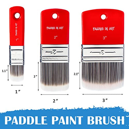 3 PCS Filbert Paddle Paint Brush Set (1 Inch,2 Inch,3Inch) | Scale Brush, Blending Paint Brush for Oil and Acrylic Paints - color: Filbert, size: 1''&2''&3''