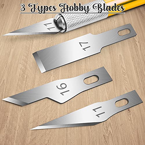 DIYSELF Exacto Knife Set, 2 Pack Craft Hobby Knife with 40 Spare Blades - color: Gold-blue