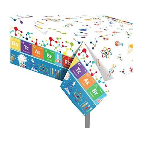 1 Pack Science Laboratory Plastic Tablecloth 54 x 87 Inch Long Rectangular Table Cover for Buffet,Birthday Party Holiday Dinner,Picnic or Tablecloth for Kitchen Event Use - color: Science