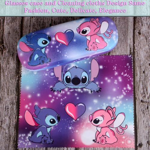 Cute Eyeglass Cases Hard Shell Storage Case Protective Box With Glasses Cloth Adjustable Glasses Strap Ear Grips Hook - color: Set-3