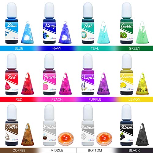 24 Alcohol Ink Set - 10 Vibrant Colors Alcohol Inks with 14 White Alcohol-Based Ink for Resin Petri Dish Making, Epoxy Resin Painting - Alcohol Color Dye for Resin Art, Tumbler Making - 0.35oz Each