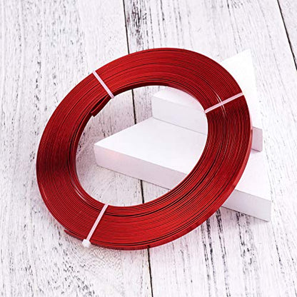 Fashewelry 32.8Ft 5mm Aluminum Flat Wire Solid Bendable Metal Craft Wire Strip for Bezel Sculpting Armature Jewelry Making Gem Metal Wrap, Red - color: Flat-5mm-Red
