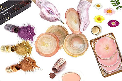 TECHAROOZ Metallic Pigment Powder, 7x20ml Fine Metal Dye for Epoxy Resin, UV Resin, Countertops, Soap Making, Candles DIY Acrylic Paints & Other Craft - color: Metallic Mica Set