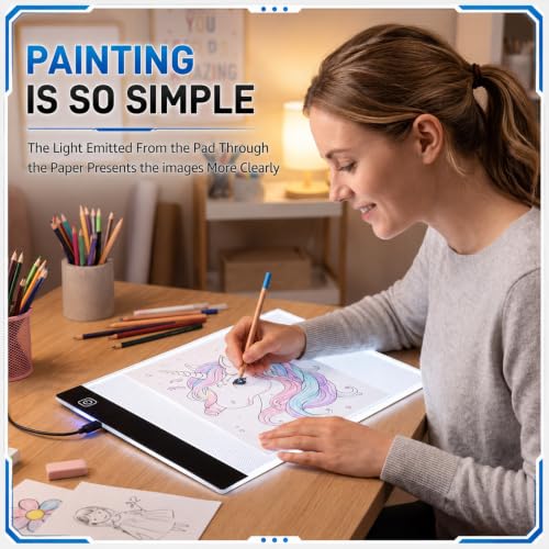 Ropoloogy 6 Pack A4 Rechargeable Tracing Light Box Diamond Art Painting Drawing LED Light Pad with USB Powered and Adjustable Brightness Art Tracer Board for Sketching Animation Stenciling